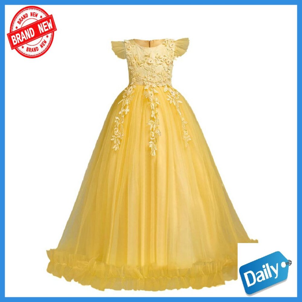Girls Tulle Floor Length Princess Formal Prom Party Dress Size 2-16y